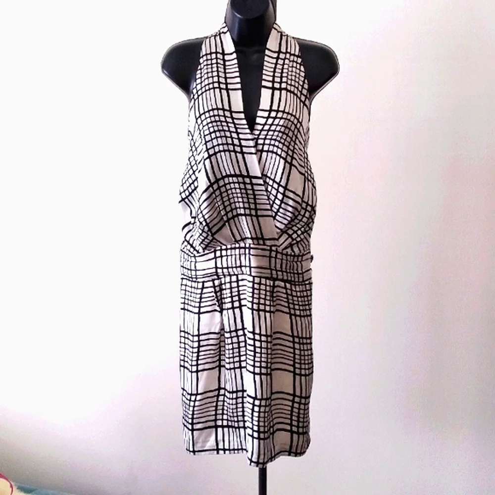 ADAM LIPPES - ADAMPLUSEVE Black and White Silk Plaid Dress, size 2 - Picture 1 of 5